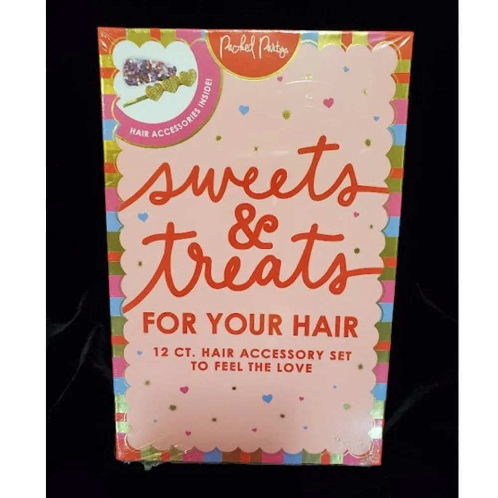 Packed Party Girls Luxe Hair Accessories Set Pink Glitter Heart Clips Barrettes
